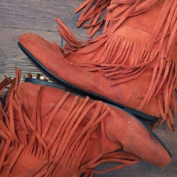 Orange Women's Three-Layer Fringe Boots - Picture 3 of 9